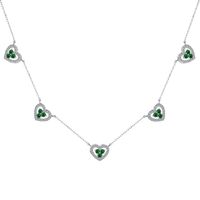 Sweet Shiny Heart Shape Sterling Silver Inlay Zircon Necklace sku image 4