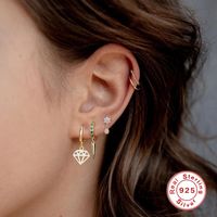 1 Piece Simple Style Geometric Plating Inlay Sterling Silver Zircon Earrings main image 3