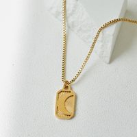 304 Stainless Steel Simple Style Classic Style Indentation Sun Moon Pendant Necklace main image 9