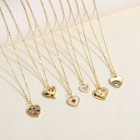 Ig Style Simple Style Heart Shape Sterling Silver Enamel Plating Inlay Zircon Gold Plated Silver Plated Pendant Necklace main image 1