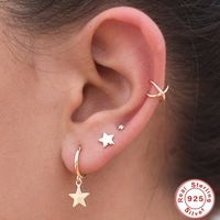 1 Set Simple Style Geometric Plating Inlay Sterling Silver Zircon Earrings main image 5