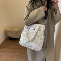 Women's Pearlescent Cotton Solid Color Vacation Sewing Thread Square Zipper Shoulder Bag main image 1
