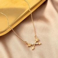 Simple Style Bow And Arrow Alloy Plating Inlay Rhinestones Gold Plated Women's Pendant Necklace main image 4