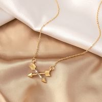 Simple Style Bow And Arrow Alloy Plating Inlay Rhinestones Gold Plated Women's Pendant Necklace main image 1