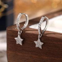 1 Pair Simple Style Classic Style Star Plating Inlay Sterling Silver Zircon 18k Gold Plated Rhodium Plated Drop Earrings main image 3