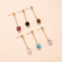 1 Pair Simple Style Geometric Plating Inlay Stainless Steel Natural Stone Drop Earrings main image 3