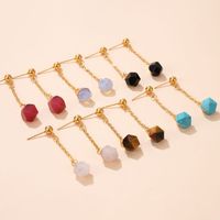 1 Pair Simple Style Geometric Plating Inlay Stainless Steel Natural Stone Drop Earrings main image 2