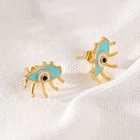 1 Pair Classic Style Devil's Eye Asymmetrical Enamel Plating Stainless Steel Ear Studs main image 1