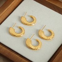 1 Pair Casual Simple Style Solid Color Plating Carving Titanium Steel 18k Gold Plated Ear Studs main image 5