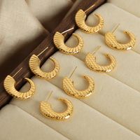 1 Pair Casual Simple Style Solid Color Plating Carving Titanium Steel 18k Gold Plated Ear Studs main image 1