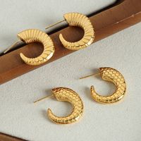 1 Pair Casual Simple Style Solid Color Plating Carving Titanium Steel 18k Gold Plated Ear Studs main image 7
