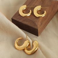 1 Pair Casual Simple Style Solid Color Plating Carving Titanium Steel 18k Gold Plated Ear Studs main image 8