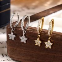 1 Pair Simple Style Classic Style Star Plating Inlay Sterling Silver Zircon 18k Gold Plated Rhodium Plated Drop Earrings main image 7