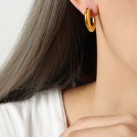 1 Pair Casual Simple Style Solid Color Plating Carving Titanium Steel 18k Gold Plated Ear Studs sku image 3