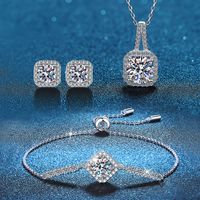 Glam Luxurious Square Sterling Silver Plating Inlay Zircon Women's Bracelets Earrings Necklace main image 7