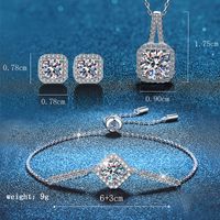 Glam Luxurious Square Sterling Silver Plating Inlay Zircon Women's Bracelets Earrings Necklace main image 2