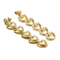 1 Pair Simple Style Heart Shape Plating Stainless Steel Drop Earrings sku image 1