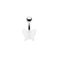 Cute Butterfly Stainless Steel Arylic White Gold Plated Belly Ring In Bulk main image 3