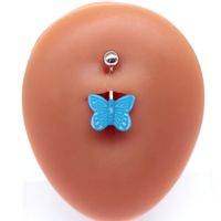 Cute Butterfly Stainless Steel Arylic White Gold Plated Belly Ring In Bulk main image 10