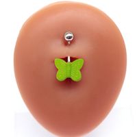 Cute Butterfly Stainless Steel Arylic White Gold Plated Belly Ring In Bulk main image 4