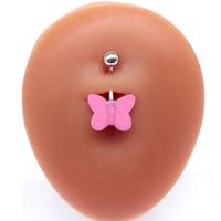 Cute Butterfly Stainless Steel Arylic White Gold Plated Belly Ring In Bulk main image 8