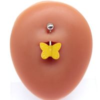 Cute Butterfly Stainless Steel Arylic White Gold Plated Belly Ring In Bulk main image 5