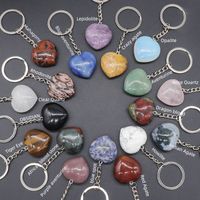 Simple Style Heart Shape Natural Stone Polishing Crystal Keychain main image 5