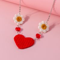 Romantic Heart Shape Flower Knit Zinc Alloy Valentine's Day Women's Pendant Necklace main image 8