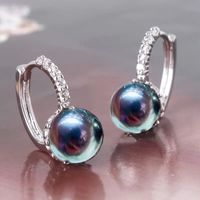 1 Pair Simple Style Round Inlay Copper Artificial Pearls Zircon Earrings main image 3