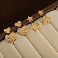 1 Pair Casual Elegant Simple Style Pentagram Heart Shape Plating Carving Titanium Steel 18k Gold Plated Drop Earrings main image 5