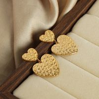 1 Pair Casual Elegant Simple Style Pentagram Heart Shape Plating Carving Titanium Steel 18k Gold Plated Drop Earrings main image 7