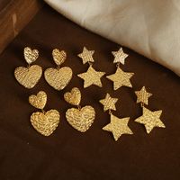1 Pair Casual Elegant Simple Style Pentagram Heart Shape Plating Carving Titanium Steel 18k Gold Plated Drop Earrings main image 10