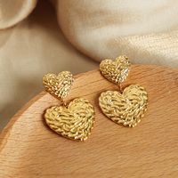 1 Pair Casual Elegant Simple Style Pentagram Heart Shape Plating Carving Titanium Steel 18k Gold Plated Drop Earrings main image 9