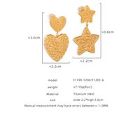 1 Pair Casual Elegant Simple Style Pentagram Heart Shape Plating Carving Titanium Steel 18k Gold Plated Drop Earrings main image 2