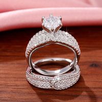 Ig Style Shiny Solid Color Copper Inlay Zircon Rings main image 4