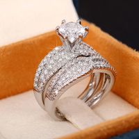 Ig Style Shiny Solid Color Copper Inlay Zircon Rings main image 3