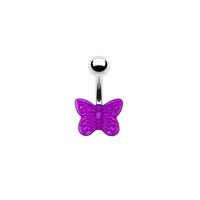 Cute Butterfly Stainless Steel Arylic White Gold Plated Belly Ring In Bulk sku image 1