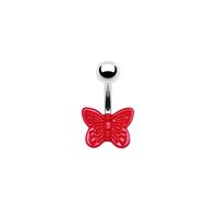 Cute Butterfly Stainless Steel Arylic White Gold Plated Belly Ring In Bulk sku image 2