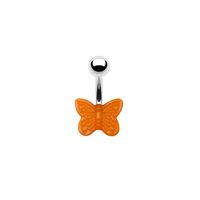 Cute Butterfly Stainless Steel Arylic White Gold Plated Belly Ring In Bulk sku image 3