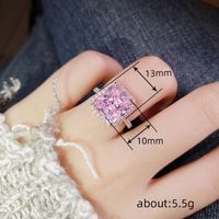 Shiny Square Copper Inlay Zircon Rings Earrings Necklace main image 3
