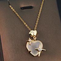 Titanium Steel Basic Plating Inlay Heart Shape Zircon Pendant Necklace sku image 50