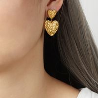1 Pair Casual Elegant Simple Style Pentagram Heart Shape Plating Carving Titanium Steel 18k Gold Plated Drop Earrings sku image 3