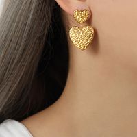 1 Pair Casual Elegant Simple Style Pentagram Heart Shape Plating Carving Titanium Steel 18k Gold Plated Drop Earrings sku image 5
