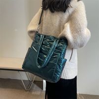 Women's Pearlescent Cotton Solid Color Vacation Sewing Thread Square Zipper Shoulder Bag sku image 2