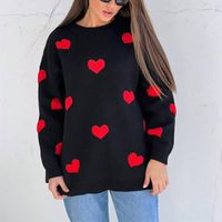 Women's Sweater Long Sleeve Sweaters & Cardigans Streetwear Heart Shape sku image 4