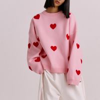 Women's Sweater Long Sleeve Sweaters & Cardigans Streetwear Heart Shape sku image 9