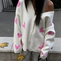 Women's Sweater Long Sleeve Sweaters & Cardigans Elegant Streetwear Heart Shape main image 5