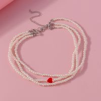 Simple Style Classic Style Heart Shape Artificial Pearl Zinc Alloy Beaded Women's Layered Necklaces sku image 1