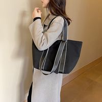 Women's Large Nylon Color Block Basic Square Zipper Shoulder Bag Tote Bag main image 6