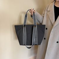 Women's Large Nylon Color Block Basic Square Zipper Shoulder Bag Tote Bag sku image 1